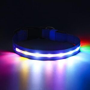 PcEoTllar USB Rechargeable Light-Up Dog Collar w/ 6 Flashing Modes (Blue, M) $10.19 + Free Shipping w/ Prime or on $35+