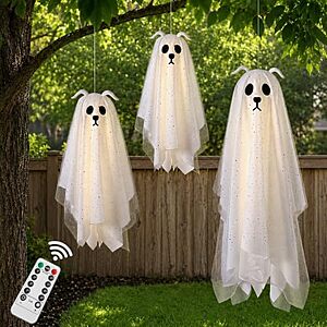 [AC] $11.99* | 3-Pk Zesua Halloween Outdoor LED Dog Ghost Hanging Decor at Amazon