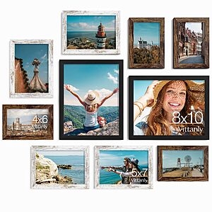 10-Pack Vittanly Gallery Wall Picture Frame Set (2 Black 8x10, 4 Brown 5x7,  4 Distressed White 4x6 ) $13.99 + Free Shipping w/ Prime or on $35+