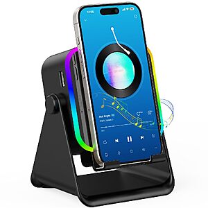 TARKARI Wireless Induction Speaker $12.99 – Bluetooth Speaker & Phone Stand with LED Light