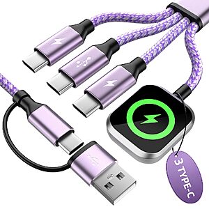 4-in-2 Multi Charging Cable $5.99 – USB-C, iWatch Charger & CarPlay Cable for iPhone/Galaxy