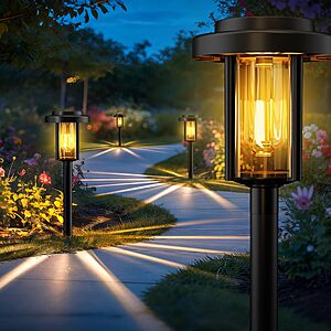 Solar Pathway Lights, 8 Pack Solar Light Outdoor IP65 Waterproof $18.99 AC + Free Shipping