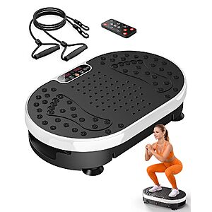 HTM Vibration Plate Exercise Machine, 9 Modes & 120 Speeds, with Resistance Bands Slot & Remote Control $35.8