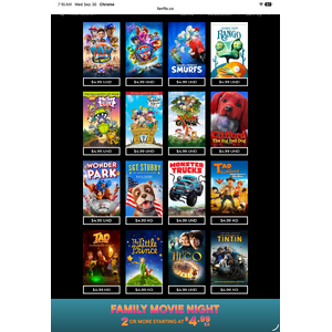 Fanflix Family Movie Night 2 or more starting  $4.99 Each
