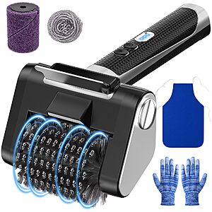Electric Grill Brush, 4000mAh Rechargeable, 3 Speed Settings, LED Light, Detachable Stainless Steel Head $19.99