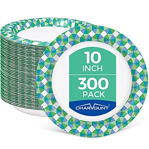 Amazon – Charmount 300-Count 10" Disposable Paper Plates - $24.99 w/ Code