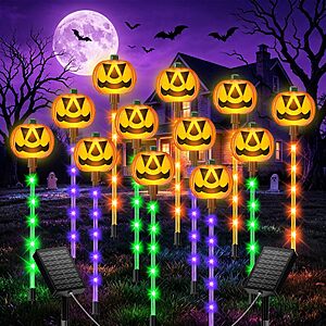 Amazon – AOUNQ 12-Pack Solar Pumpkin Halloween Lights - $22.99 w/ Code