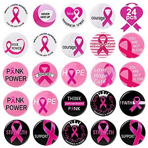 Amazon – 24-Pack Pink Ribbon Breast Cancer Awareness Pins - $3.49 w/ Code