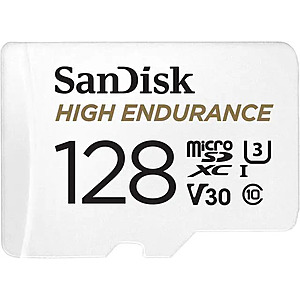 SANDISK 128GB High Endurance Video microSDXC Card with Adapter for dash cam and home monitoring systems - C10, U3, V30, 4K UHD, Micro SD Card $36.99