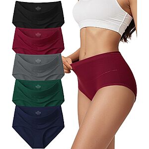 Vevmon Cotton Underwear for Women High Waisted Soft Ladies Panties 5 Pack $14.24