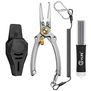 CVLIFE Fishing Pliers, Saltwater Hook Remover Kit, 7.5 Inch Aluminum Split Ring Pliers - $14.99 AC