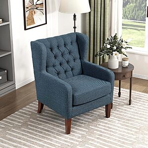 Lexicon Button-Tufted Wingback Accent Chair w/ Reversible Seat Cushion (Blue) $90.80 + Free Shipping