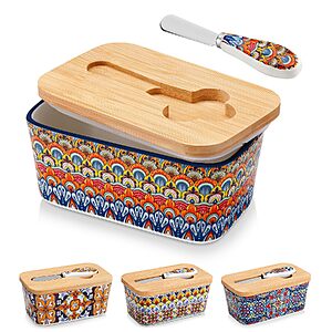 [Prime] 6.5" Vancasso Ceramic Butter Dish w/ Bamboo Lid & Butter Knife $13.49 + Free Shipping