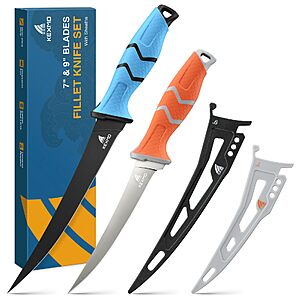 Fishing Fillet Knife Set, 7 & 9 inch German 1.4116 Stainless Steel - $24.99