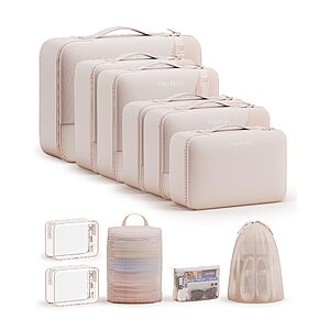 OlarHike travel organizer set includes 6 packing cubes in XL/L/M/S four sizes, along with 5 practical organizers - $17.99 AC