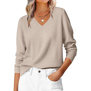 ANRABESS Women’s Fall Long Sleeve V Neck Lightweight Sweaters Top $19.99