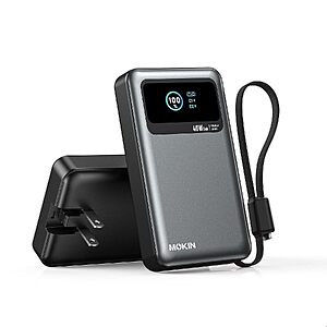 MOKiN 3-in-1 10000mAh 40W Portable Charger w/ Built-In USB-C Cable & LCD Display $13.49 + Free Shipping w/ Prime or on $35+