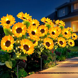 LETMY Solar Sunflower Lights Outdoor, 4 Pack, 24 Flowers $17.99 AC