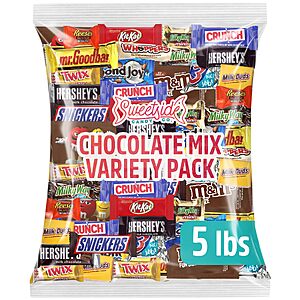 [S&S] Chocolate Assorted  Individually Wrapped Candy Variety Pack, Bulk, 5 lb - $27.96