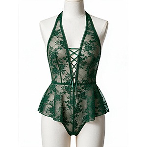 Avidlove Women's Lace Lingerie Bodysuit w/ Halter Neck & Adjustable Ribbon (Various Colors) $5 + Free Shipping w/ Prime or on $35+