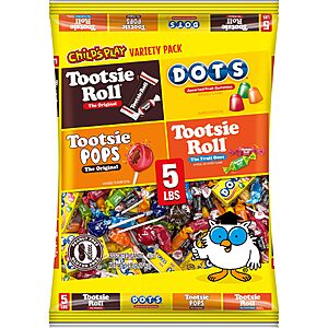 [S&S, YMMV] Tootsie Roll Child's Play Candy Favorites (Dots, Tootsie Rolls, Tootsie Pops) 5lb Bag - $12.49