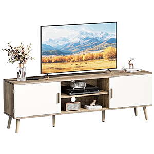 53.9" Amadwell Mid-Century TV Stand & Entertainment Center w/ Adjustable Shelf & 2 Cabinets (Various Colors) $59.99 + Free Shipping