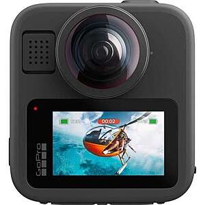 GoPro MAX2 - Waterproof 360 + Traditional Action Camera with Touch Screen, Spherical 8K Video, 29MP 360 Photos, Easy Replaceable Lenses, HyperSmooth Stabilization, for $299