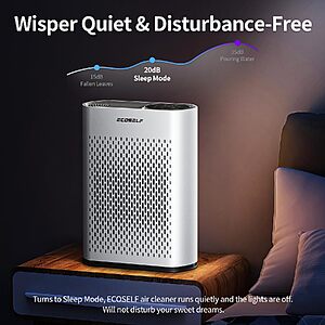 Air Purifier for Large Room, Cleans 2,400 ft² in 30 Mins, 3-Stage True HEPA, 360° Airflow, Large Touch Display Control,