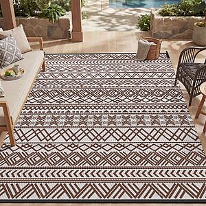5' x 8' MontVoo Reversible Waterproof Foldable Plastic Straw Outdoor/Camping Rug (Beige Brown, Black Brown or Blue) $19.94 + Free Shipping w/ Prime or on $35+