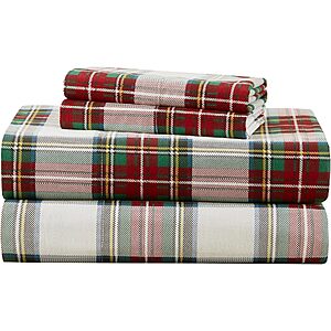 [Prime] Comfort Spaces 3-Piece Twin Cotton Percale Sheet Set (Scottish Plaid Red) $13.99 + Free Shipping