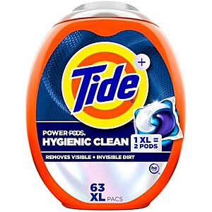 [SnS, AC] $52.05* | 4 × 63-Count Tide Hygienic Clean Heavy 10x Duty Power PODS (Original) ($13.01 each) at Amazon