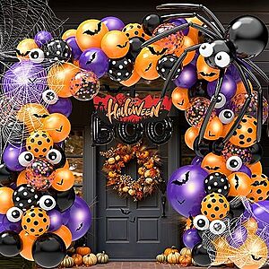 126 Pcs Halloween Balloon Garland Arch Kit, Party Decoration with Bat Decor, $7.98, Amazon