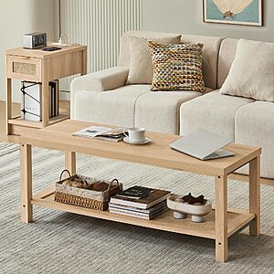 47.2" Lerliuo Thickened Top Rattan Center Table w/ Open Storage Shelf $44.99 + Free Shipping
