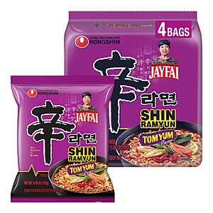 Nongshim Shin Ramyun Jayfai Tom Yum, Instant Ramen 4.33 oz (Pack of 4)~$5.54 @ Amazon