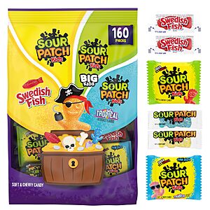 SOUR PATCH KIDS, SWEDISH FISH Soft & Chewy Gummy Candy Variety Pack, 160 ct $13.59 (AC)