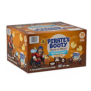 $13.38 SAMS CLUB Pirate's Booty Trick or Treat Cheddar Blast Aged White Cheddar Puffs, 0.25 oz., 70 pk.