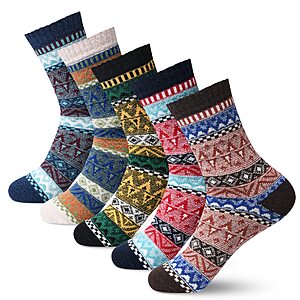 5-Pairs MORECOO Women's Thick Wool Soft Warm Cozy Crew Socks $4.99 + Free Shipping w/ Prime or on $35+