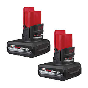Milwaukee M12 REDLITHIUM HIGH OUTPUT XC 5.0Ah Battery, 2-Pack $158