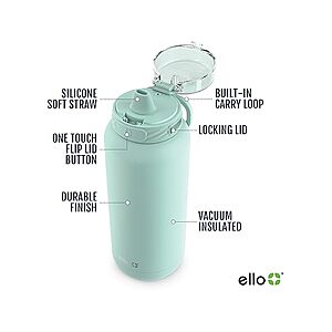 $9.99: Ello 22 oz Cooper Water Bottle with Straw(Coral) at Woot!