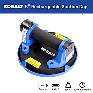 Kobalt 330-lb 8-in Dia Plastic Battery Operated Tile Suction Cup one_size in Blue | 59034