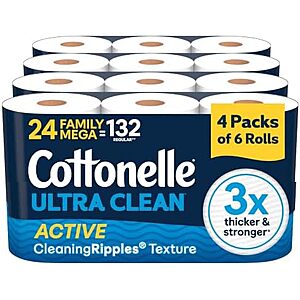 [SnS, AC] $20.57 | 24-Pack 353-Sheets Cottonelle Toilet Paper Family Mega Rolls at Amazon