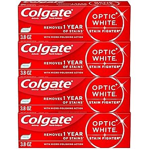 [SnS, AC] $5.98 | 4-Pack 3.8-Oz Colgate Optic White Stain Fighter Clean Mint Paste Teeth Whitening Toothpaste at Amazon ($1.50 each)
