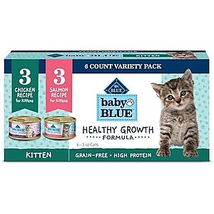 [SnS, AC] $2.57* | 6-Pack 3-Oz Blue Buffalo Wilderness Kitten Food (Variety Pack- Chicken & Salmon) at Amazon