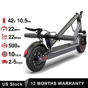 AOVOPRO 10in 500W 42V 10.5Ah 22mph Folding Electric Scooter for Adults $129 + Free S/H