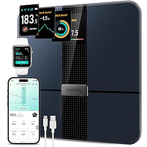 [Resale] $23.74 | Etekcity Smart Scale for Body Weight and Fat, BMI, FSA Eligible, Black (Used - Like New) at Amazon