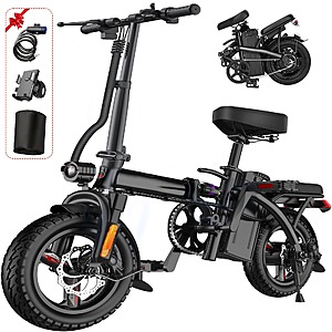 FURIDER T1 560W Peak 14in 48V 10.4AH 24mph Folding Electric Bike $152 + Free S/H