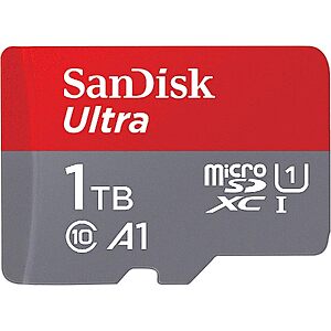 SANDISK 1TB Ultra microSD Card + Adapter, Up to 150MB/s Read Speeds