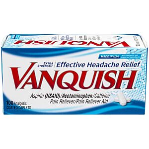 100 Caplets Vanquish Extra Strength, Acetaminophen, Aspirin, Caffeine $7.30 + Free S&H w/ Prime or $35+