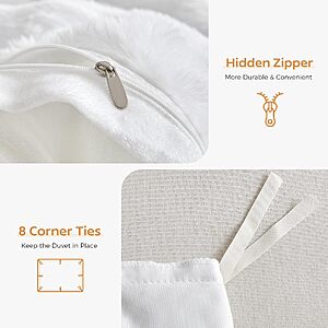 Tokokimo Fluffy Duvet Cover Set King Size, Faux Fur Duvet Cover Set Soft Reversible Bedding Set, White Comforter Cover with 2 Pillow Cases - $38.00 AC
