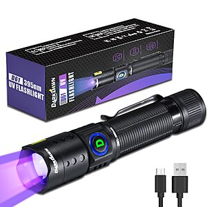 DARKDAWN 395nm USB-C Rechargeable UV Black Light Flashlight $7.49 + Free Shipping w/ Prime or on $35+